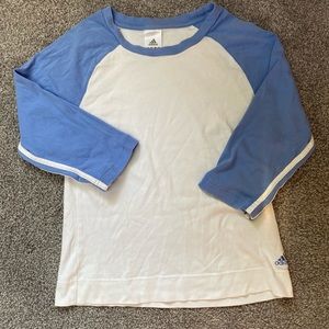 Adidas Blue and White Half Sleeve Shirt